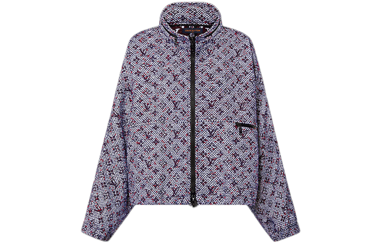 Order (Women) LOUIS VUITTON Monogram Tweed Zip-Up Hoodie Jacket Grey 1A9T7Q