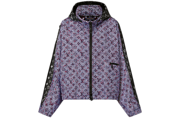 Purchase (Women) LOUIS VUITTON Monogram Tweed Zip-Up Hoodie Jacket Grey 1A9T7Q