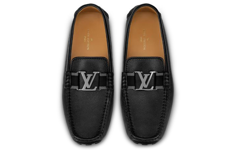 Shop (W) Louis Vuitton Monte Carlo 'Sepatu Loafers Kulit Anak Sapi Tekstur Hitam' 1A4P0X
