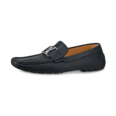 (W) LV Monte Carlo 'Navy Textured Calf Leather Loafer'