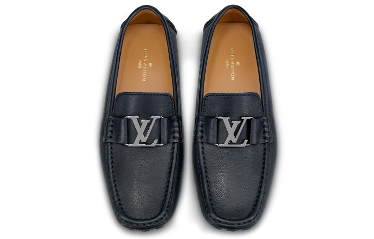 Purchase (W) Loafer Kulit Anak Sapi Bertekstur Biru Tua Louis Vuitton Monte Carlo 1A5EDM