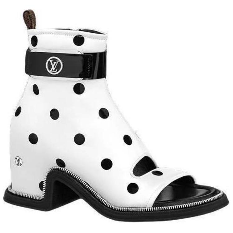 Order (W) Louis Vuitton Moonlight Boot Weiß Schwarz ''Seitenreißverschluss Polka Dot Satin'' 1AA0K0