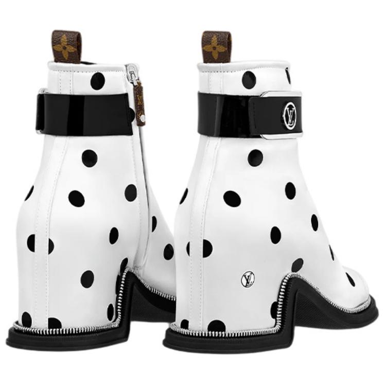 Purchase (W) Louis Vuitton Moonlight Boot Weiß Schwarz ''Seitenreißverschluss Polka Dot Satin'' 1AA0K0