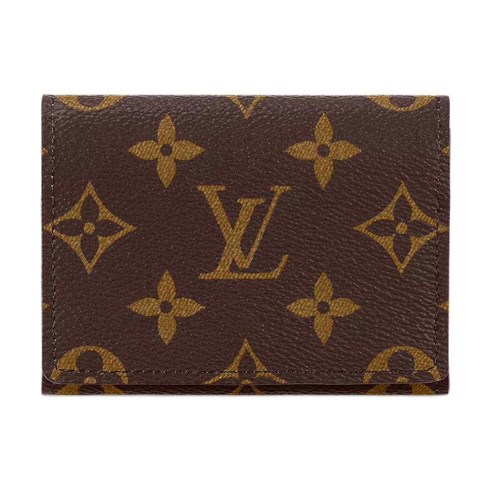 (Women) Louis Vuitton Multiple Card Holder Classic Monogram Coated Canvas Wallet Brown M63801