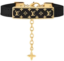 (Women) LOUIS VUITTON Nanogram Enamel Logo Leather Bracelet Women Black M8676Z (Women) LOUIS VUITTON Nanogram Enamel Logo Leather Bracelet Women Black M8676Z