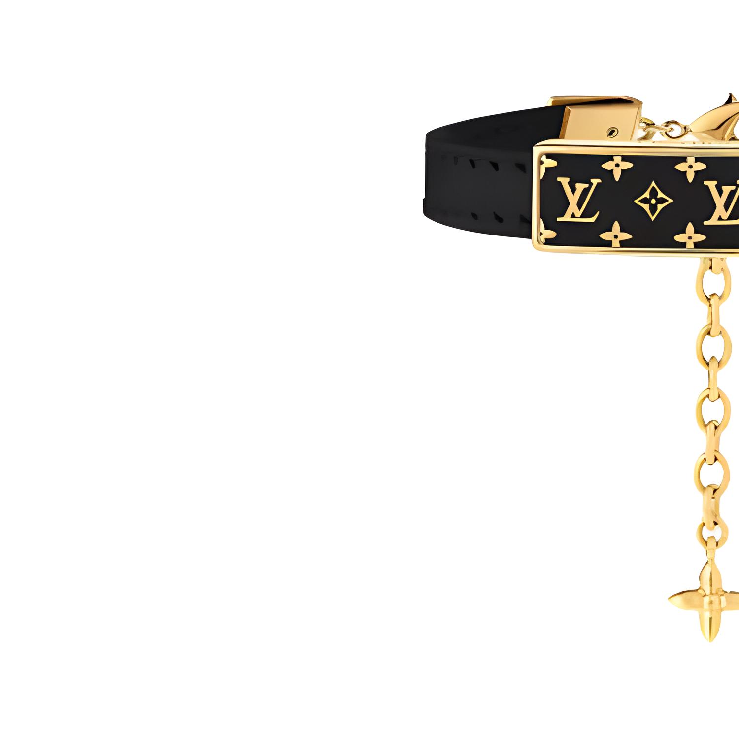 Shop (W) LOUIS VUITTON Gelang Kulit Logo Nanogram Enamel Wanita Hitam M8676Z