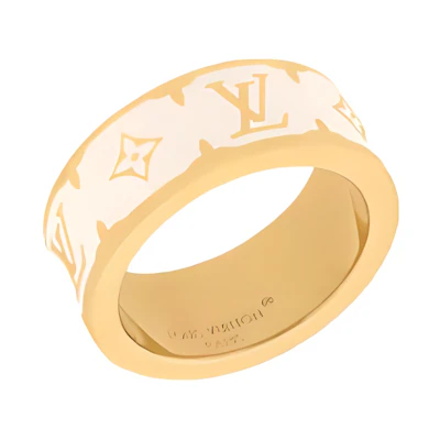 (Women) LOUIS VUITTON Nanogram Logo Enamel Ring White for Women. M1565