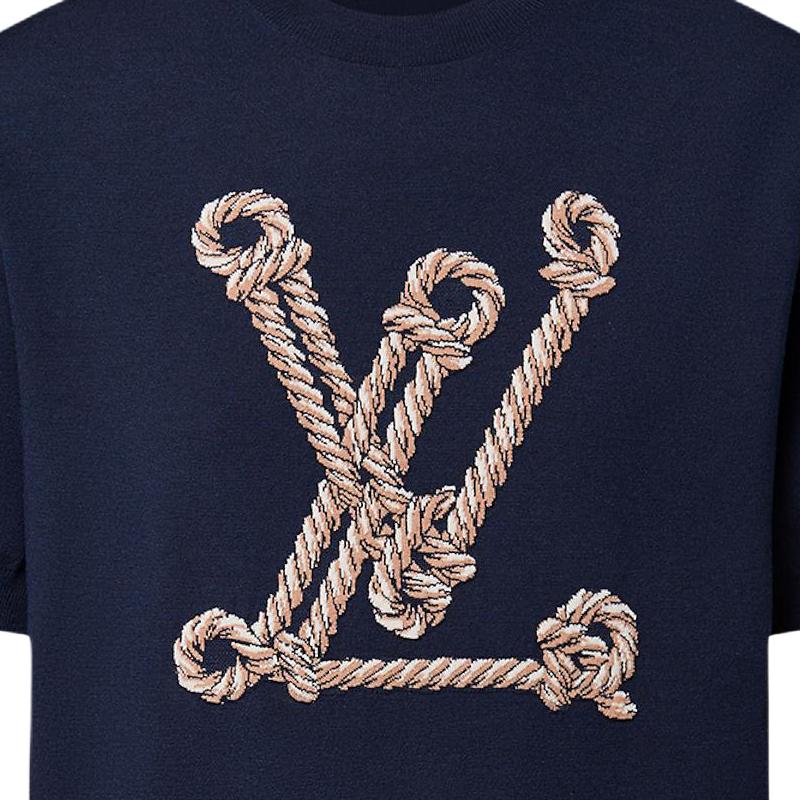 (Women) LOUIS VUITTON Nautical Knit Crewneck Short Sleeve Sweater Navy Blue SS25 1AHJD1 圖 6