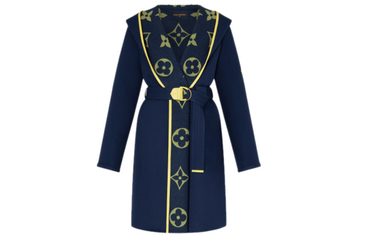 (Women) LOUIS VUITTON Navy Blue Wrap Belted Hooded Coat 1A859Q 圖 2