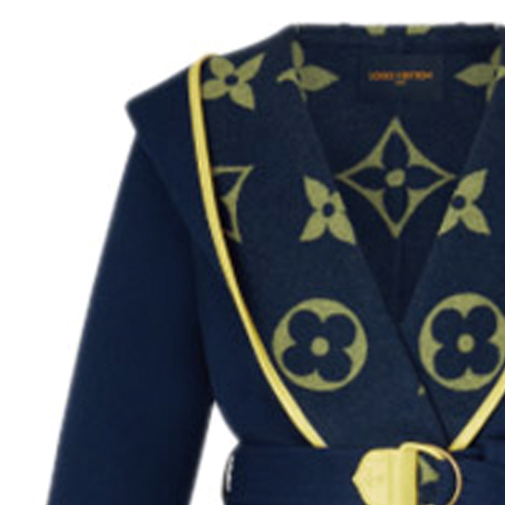 (Women) LOUIS VUITTON Navy Blue Wrap Belted Hooded Coat 1A859Q 圖 7