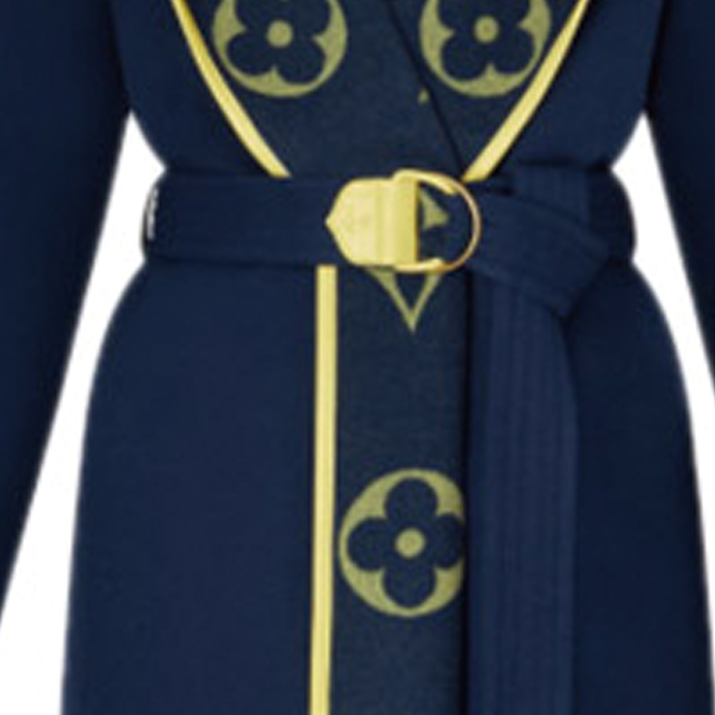 (Women) LOUIS VUITTON Navy Blue Wrap Belted Hooded Coat 1A859Q 圖 8