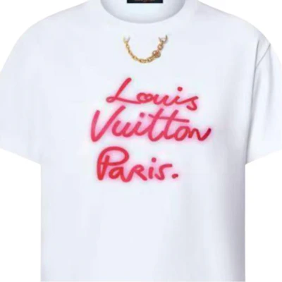 (W) ルイ・ヴィトン ネオンロゴ レター FW25 レギュラー Tシャツ 1AIAM0 1