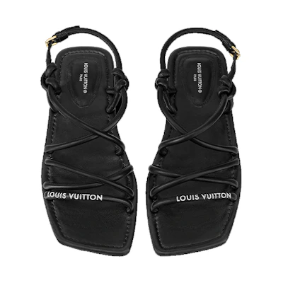 (W) LV Nova Flat Sandal 'Black Napa Leather'