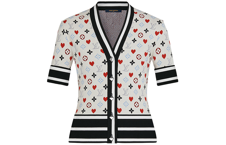 (Women) LOUIS VUITTON Off-White Logo Print Striped Short Sleeve Jacket 1A8M2M 圖 2