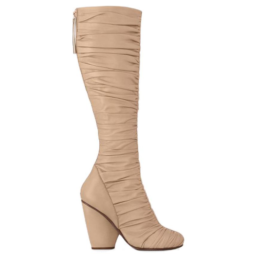 Order (Women) Louis Vuitton Olympia 'Beige Leather Round-Toe High-Heel Boots' 1AC8Z1