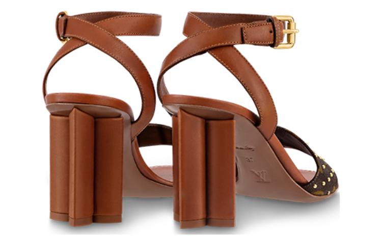 Shop LOUIS VUITTON 時尚露趾 一字帶涼鞋 女款 棕色