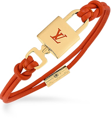 (W) LOUIS VUITTON Gelang Kulit Oren Wanita dengan Logo Logam dan Kunci Pad. M8522F Lookbook (W) LOUIS VUITTON Gelang Kulit Oren Wanita dengan Logo Logam dan Kunci Pad. M8522F