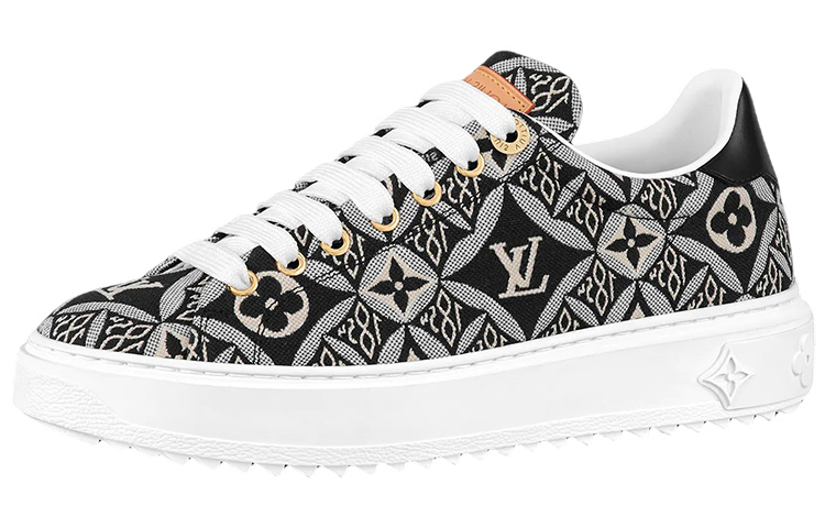 (W) LV Out Sneakers 'Black White Monogram with Brown'
