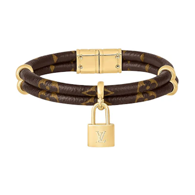 (Women) LOUIS VUITTON Padlock Charm Canvas Metal Bracelet for Women. M8109F