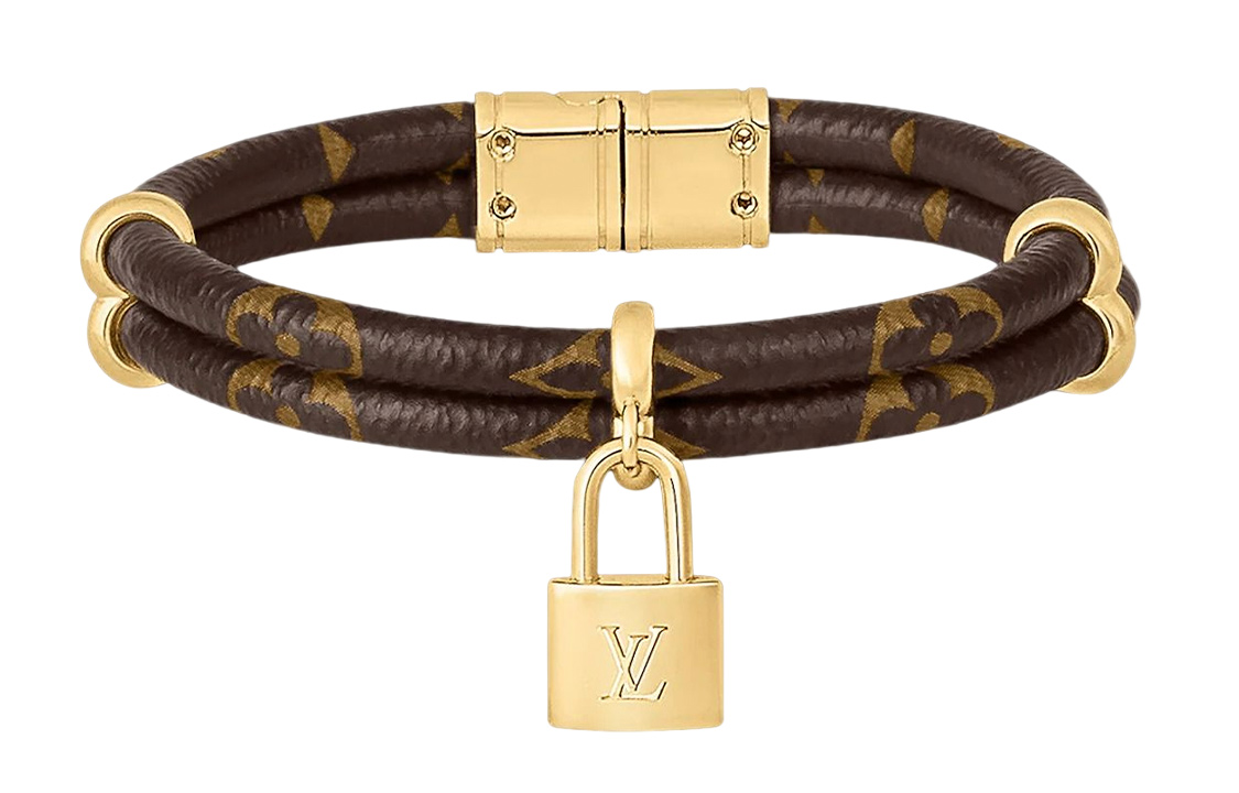 Order (W) LOUIS VUITTON Gelang Padlock Charm Canvas Metal Wanita. M8109F