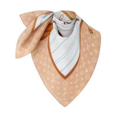 (Women) LOUIS VUITTON Padlock Logo Design Silk Scarf Beige Accessory M96452
