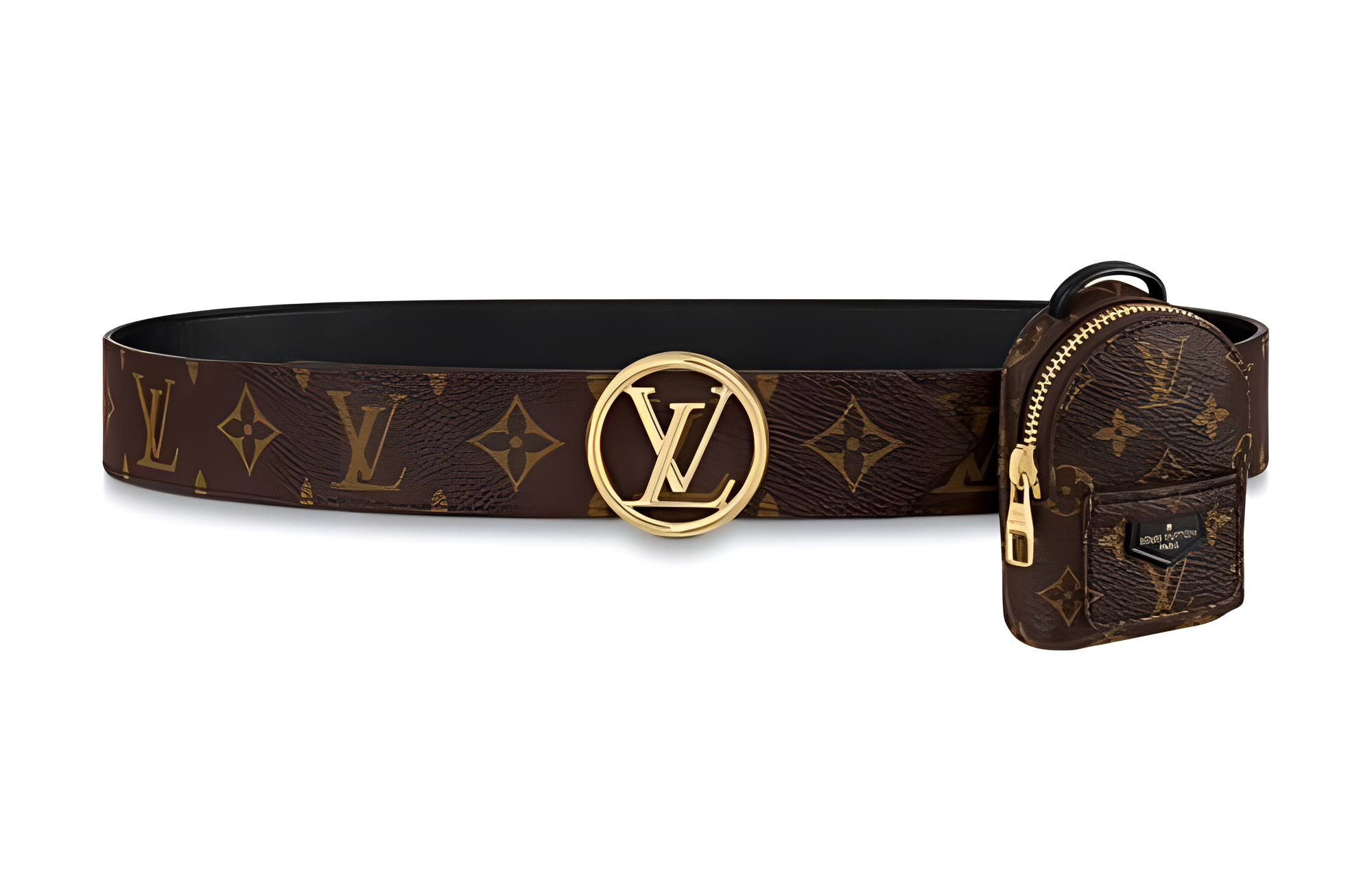 (Women) Louis Vuitton Palm Springs Monogram Brown Leather Belt  3.5cm Wide. M0353U