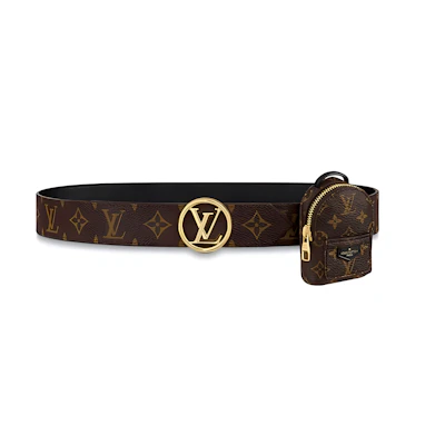 (Women) Louis Vuitton Palm Springs Monogram Brown Leather Belt 3.5cm Wide. M0353U