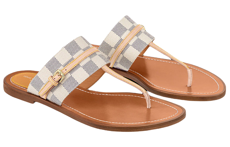 Shop (W) Louis Vuitton Palma Sandal ''Bruin Canvas en Leer'' 1A9R64