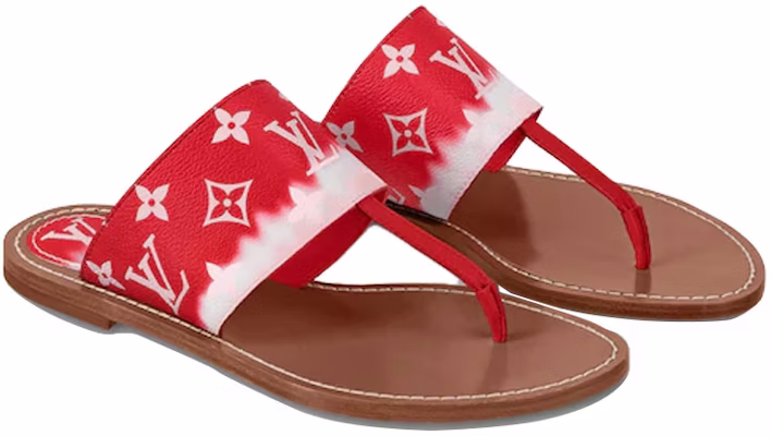 LOUIS VUITTON Palma 平底套趾 時尚涼拖 女款 紅色 Lookbook LOUIS VUITTON Palma 平底套趾 時尚涼拖 女款 紅色