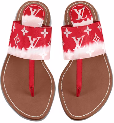 LOUIS VUITTON Palma 平底套趾 時尚涼拖 女款 紅色 Shop LOUIS VUITTON Palma 平底套趾 時尚涼拖 女款 紅色