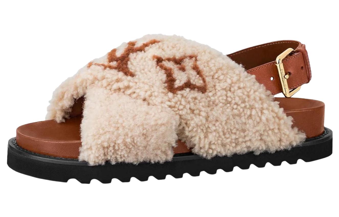 (Women) Louis Vuitton Paseo Comfort 'Shearling Slide Beige' 1A9D58