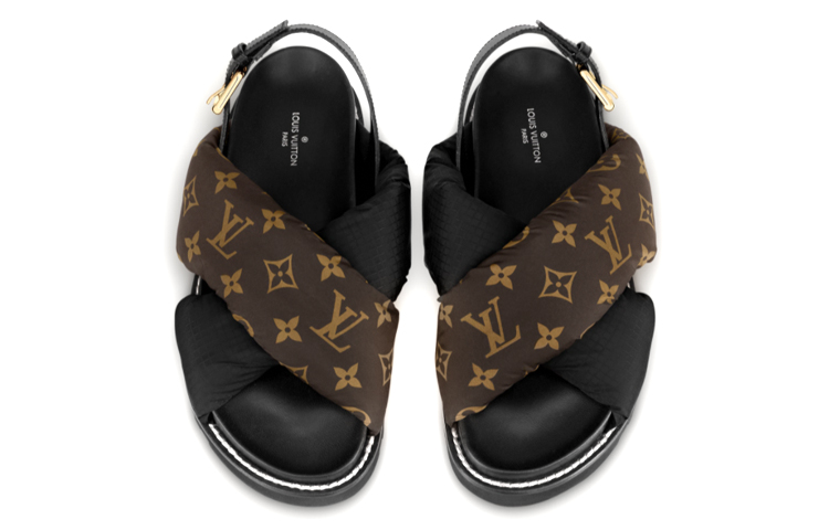 Shop (W) Sandal Kenyamanan Louis Vuitton Paseo 'Logo Hitam' 1A8SU4