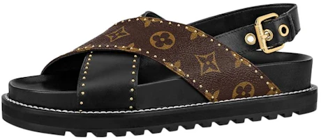 (Women) Louis Vuitton Paseo Flat Comfort Sandal 'Black Brown' 1A8O1Y (Women) Louis Vuitton Paseo Flat Comfort Sandal 'Black Brown' 1A8O1Y