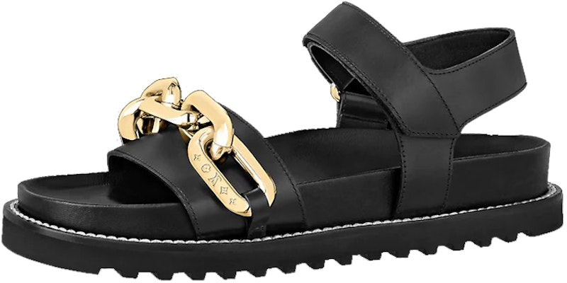 (Women) Louis Vuitton Paseo Flat Sandals 'Black GOld' 1A8VS2 Buy (Women) Louis Vuitton Paseo Flat Sandals 'Black GOld' 1A8VS2