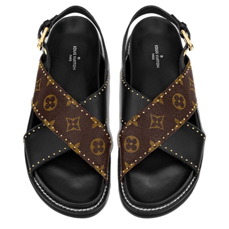 Shop (Women) Louis Vuitton Paseo Flat Comfort Sandal 'Black Brown' 1A8O1Y