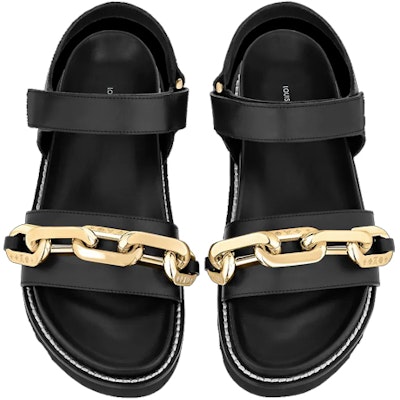 (Women) Louis Vuitton Paseo Flat Sandals 'Black GOld' 1A8VS2 Purchase (Women) Louis Vuitton Paseo Flat Sandals 'Black GOld' 1A8VS2
