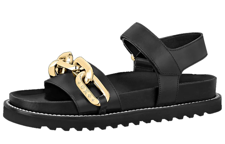 (Women) Louis Vuitton Paseo Flat Sandals 'Black GOld' 1A8VS2