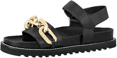 (Women) Louis Vuitton Paseo Flat Sandals 'Black GOld' 1A8VS2 (Women) Louis Vuitton Paseo Flat Sandals 'Black GOld' 1A8VS2