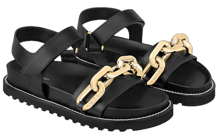 Lookbook (Women) Louis Vuitton Paseo Flat Sandals 'Black GOld' 1A8VS2
