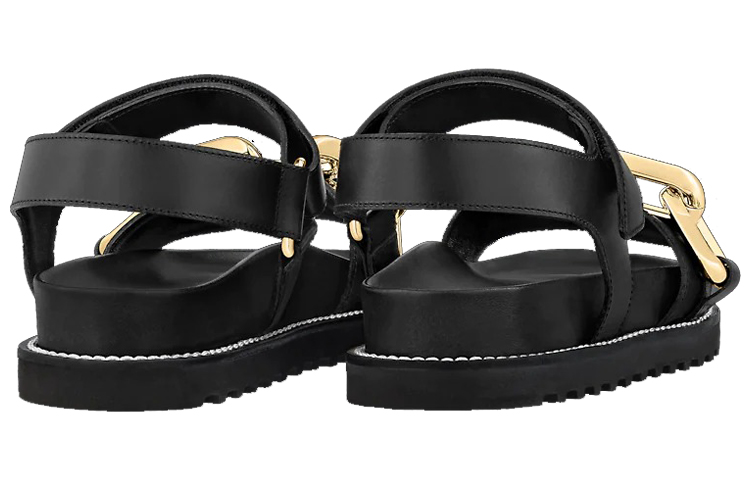 Shop (Women) Louis Vuitton Paseo Flat Sandals 'Black GOld' 1A8VS2