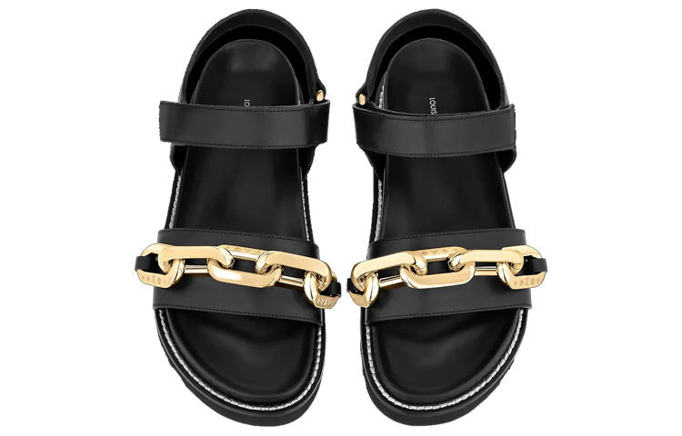 Purchase (Women) Louis Vuitton Paseo Flat Sandals 'Black GOld' 1A8VS2