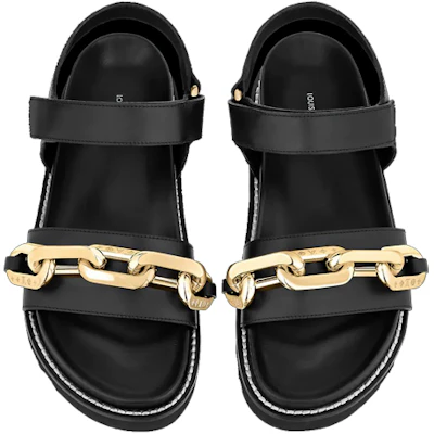 (Women) Louis Vuitton Paseo Flat Sandals 'Black GOld' 1A8VS2 Purchase (Women) Louis Vuitton Paseo Flat Sandals 'Black GOld' 1A8VS2