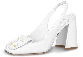 (Women) Louis Vuitton Patent Square-Toe Block Heel Pumps 'White' 1ABH0X (Women) Louis Vuitton Patent Square-Toe Block Heel Pumps 'White' 1ABH0X