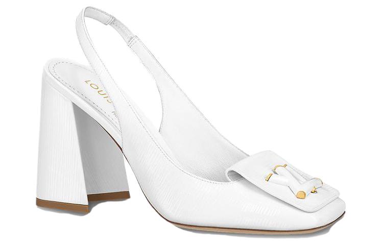 Order (Women) Louis Vuitton Patent Square-Toe Block Heel Pumps 'White' 1ABH0X