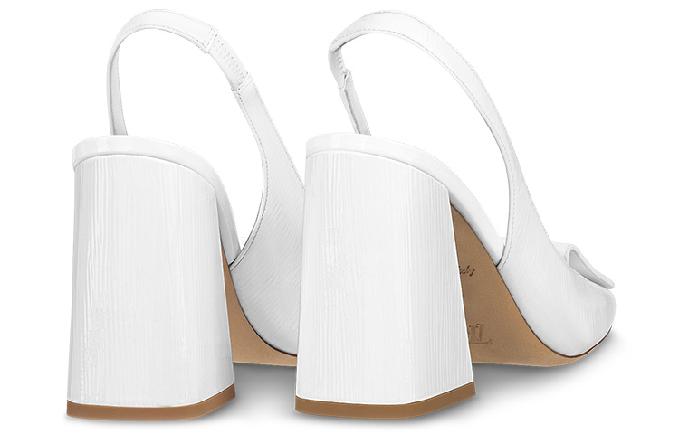 Shop (Women) Louis Vuitton Patent Square-Toe Block Heel Pumps 'White' 1ABH0X