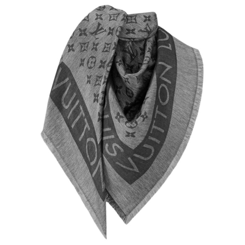 (Women) Louis Vuitton Pattern Design Silk Scarf for Women in Gray. M79878