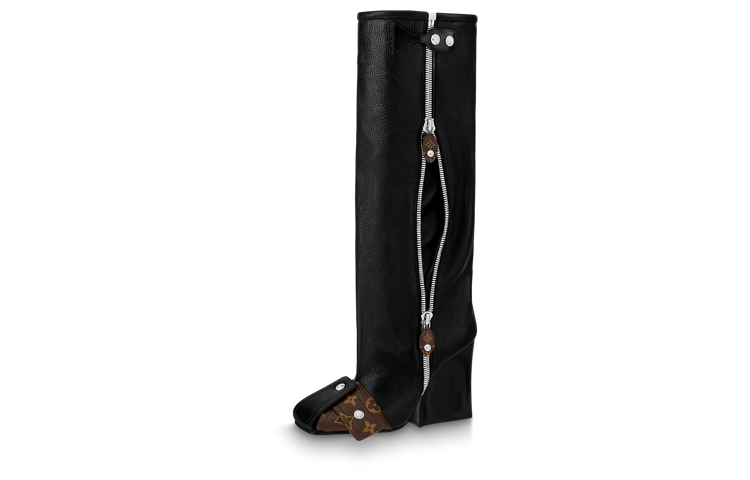 (Women) Louis Vuitton Patti High-Top Zip Boot 'Black Leather' 1AAEC9