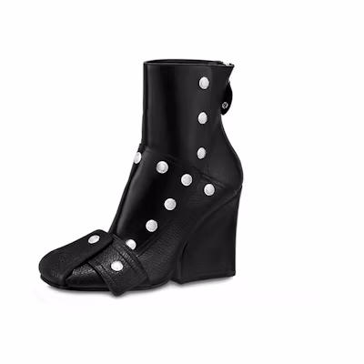 (W) LV Patti Wedge Ankle Boot 'Studded Black'
