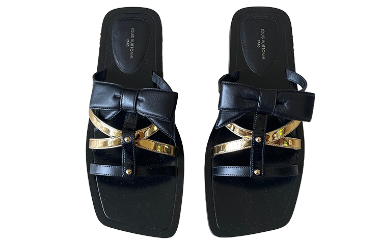 Shop (W) Louis Vuitton Peplum Sandalen ''Schwarz Gold'' 1A9CEH