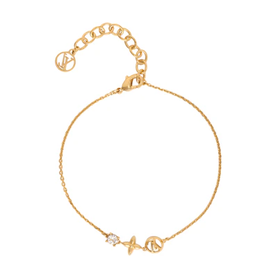 (Women) LOUIS VUITTON Petit Louis Floral Gold Metal Bracelet Women Gold. M00374